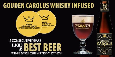 🏆 For the 2nd consecutive year, #GoudenCarolus Whisky Infused was elected best beer at @ZythosBE Beer Festival, a first in the history of Belgium’s biggest beer festival: never before has the consumer trophy gone to the same beer twice. Now also available in 33cl bottles!