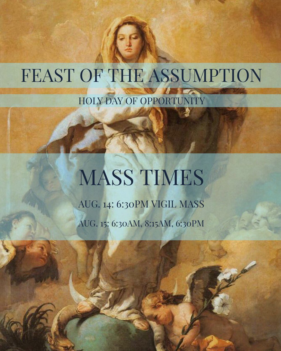 StMalachyYM's tweet photo. Hey y’all! We get to celebrate Mama Mary this week! Don’t forget to go to Mass! https://t.co/ZQVHRHiXMY