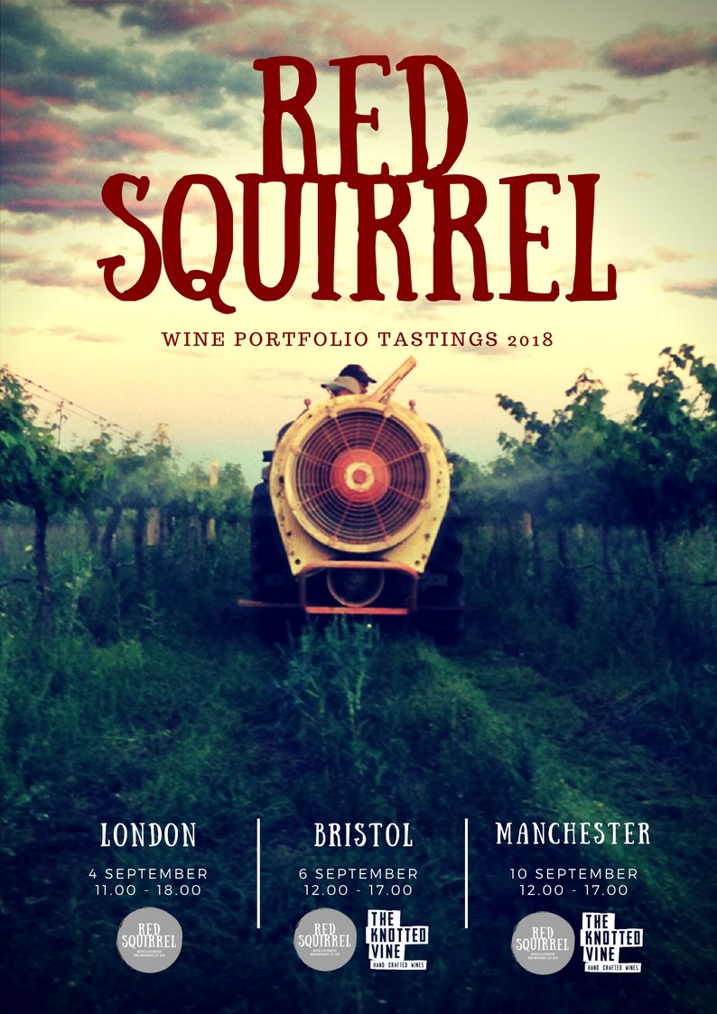 RedSquirrelWine's tweet photo. Just a few weeks till our autumn press &amp; trade portfolio tastings in London, Bristol &amp; Manchester, the latter two events with @TheKnottedVine - REGISTER HERE! https://t.co/obwPcnmiT2 https://t.co/WkHqb6oOPQ