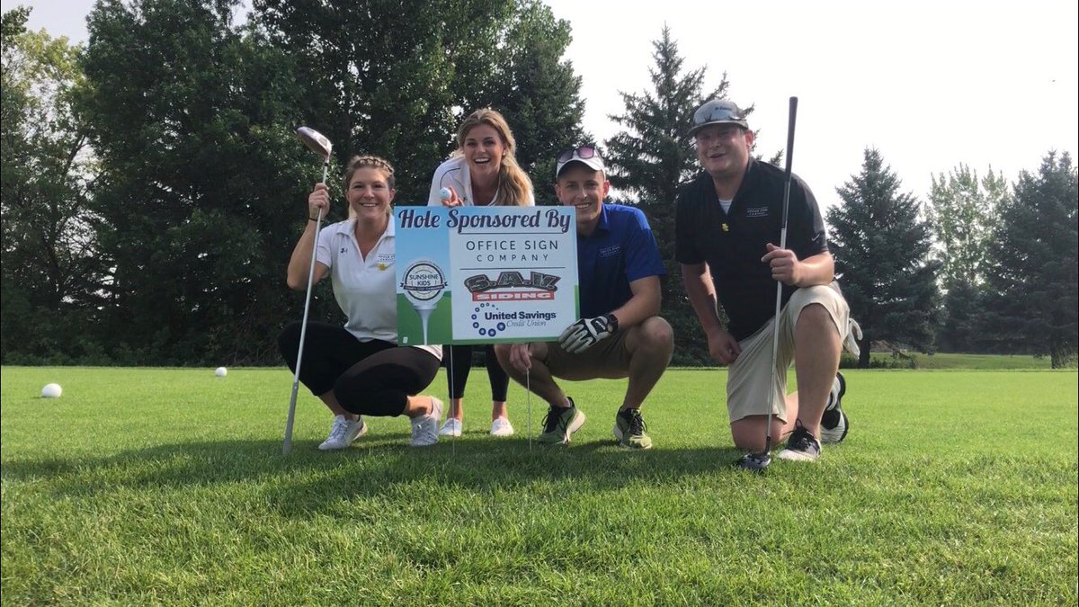 AdSharkJack's tweet photo. Love getting to spend the morning raising money for charity + hanging with ⁦@MikeFromOSC⁩ ⁦@RyleeFromOSC⁩ and bday girl ⁦@TiffanyFromOSC⁩ for #SSKFargo18 (we’re not very good at golf though) https://t.co/VpQewXdKSl