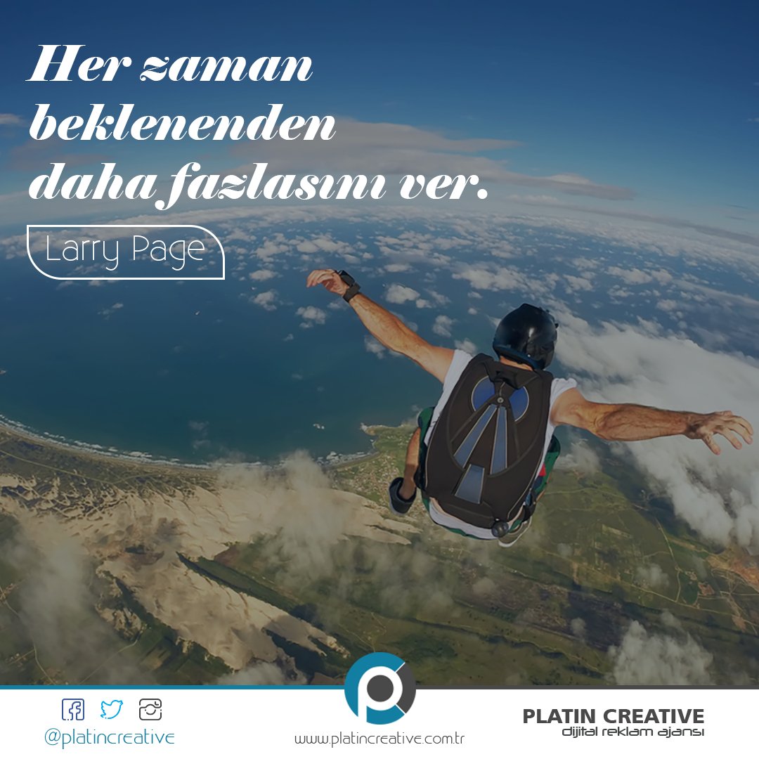 Her zaman beklenenden daha fazlasını ver.

#platincreative #reklam #web #tasarım #logo #kurumsalkimlik #girişim #girişimci #girişimcilik