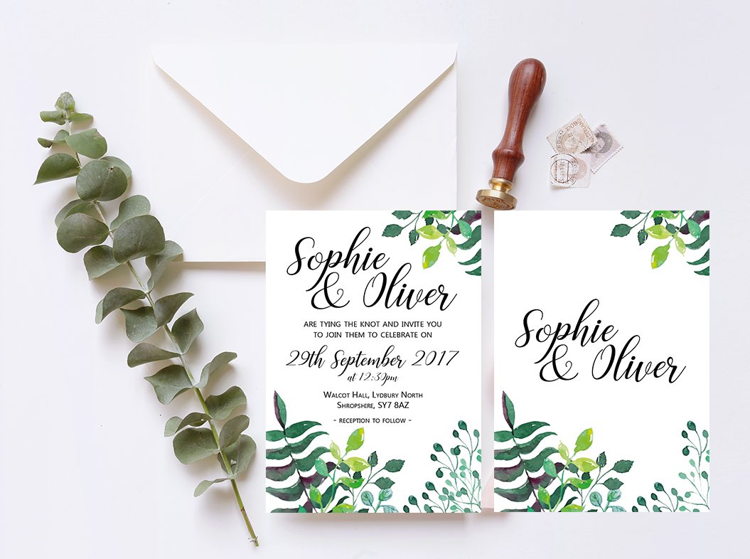 FuzzyMooDesigns's tweet photo. NEW Green Fauna wedding design added to our Etsy shop today! 🌿 More in this design to be added very soon! https://t.co/KcqtVOitLy #wedding #invites #invitations #green #fauna #plants #leaves #etsy #art #watercolour #calligraphy #weddingstationery #white #new #eucalyptus #design https://t.co/d1pfquk0Ng