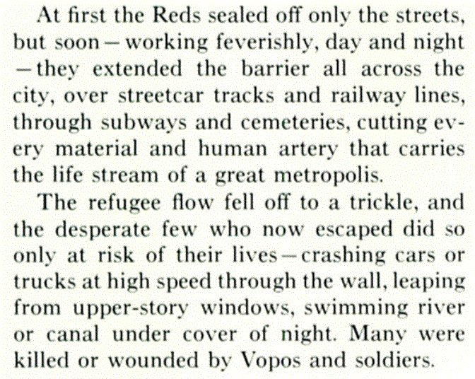 NatGeoLibrary's tweet photo. #OTD in 1961, East German soldiers and workers began using barbed wired and cement blocks to divide Berlin. "Barbed Wire Sunday" was Day 1 of the future #BerlinWall and 28 yrs. of enforced separation between east and west. Pix and excerpt from Dec. 1961 @NatGeoMag. #DeathStrip https://t.co/3WJpzk40Ya