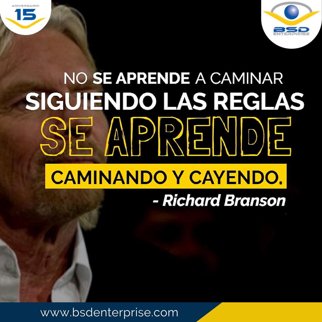 BSD_Enterprise's tweet photo. “No se aprende a caminar siguiendo las reglas. Se aprende caminando y cayendo." Richard Branson 

#FelizLunes Siempre con la mejor actitud 😃👉 
Visítanos en: https://t.co/kX6RG2Fv8h   A Smart Vision for your Business
#BSDEnterprise https://t.co/zc4BDv9AZD