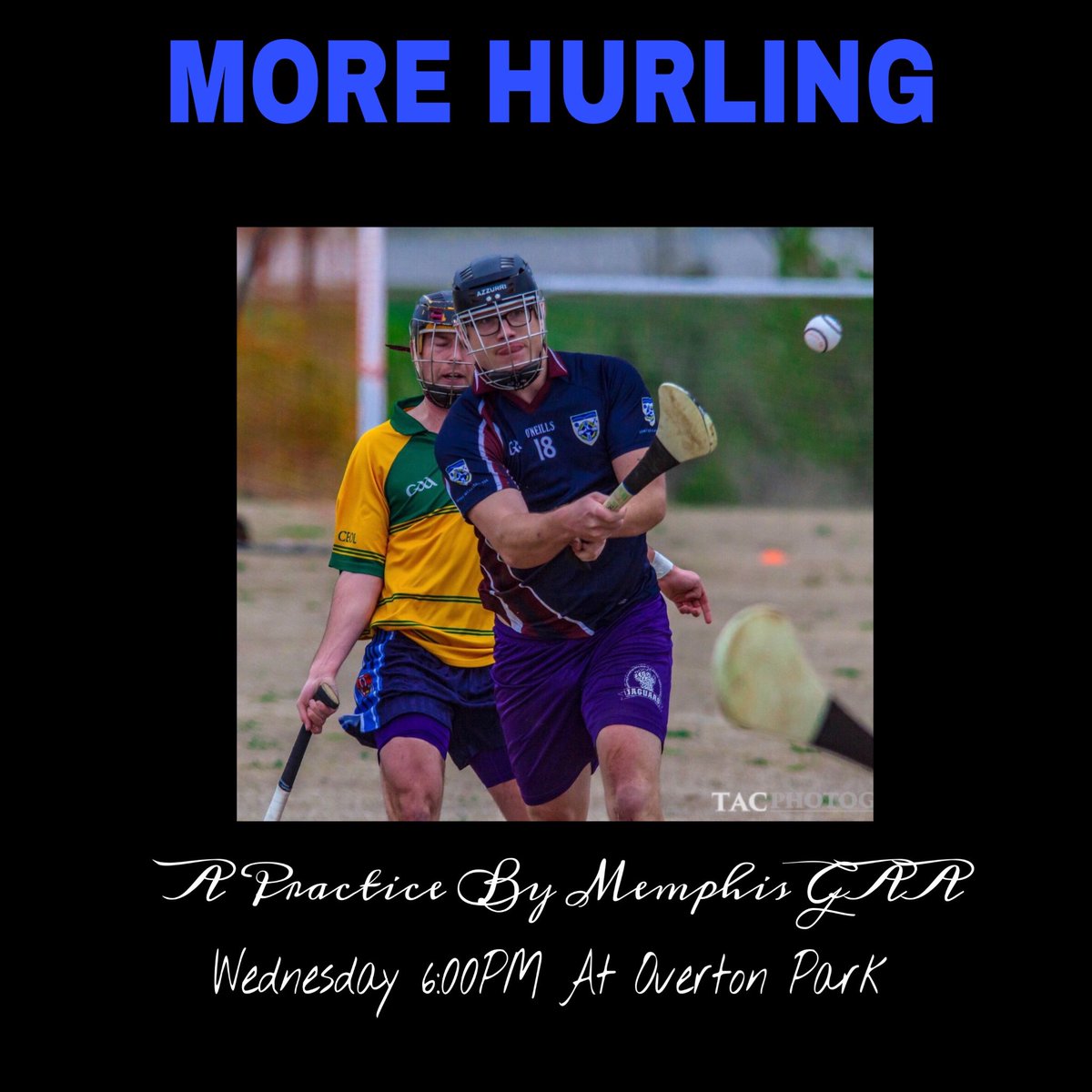 Ladies and Gentlemen. Come On Out To Our Weekly Hurling Practices Every Wednesday at 6:00pm At Overton Park. All Skill Levels New And Old Are Welcome.