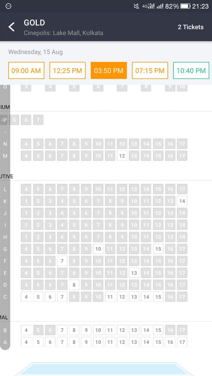 akshayrenukdas's tweet photo. #GoldMovie Advance Booking #Kolkata 

Cinepolis : Lake Mall, Kolkata

All 5 shows 45-50% booked already.

Seating Capacity 280+ seats

@akshaykumar @Roymouni @FarOutAkhtar @kagtireema @ritesh_sid @excelmovies 

#2DaysToGold #Gold https://t.co/GYWlQCxwTv