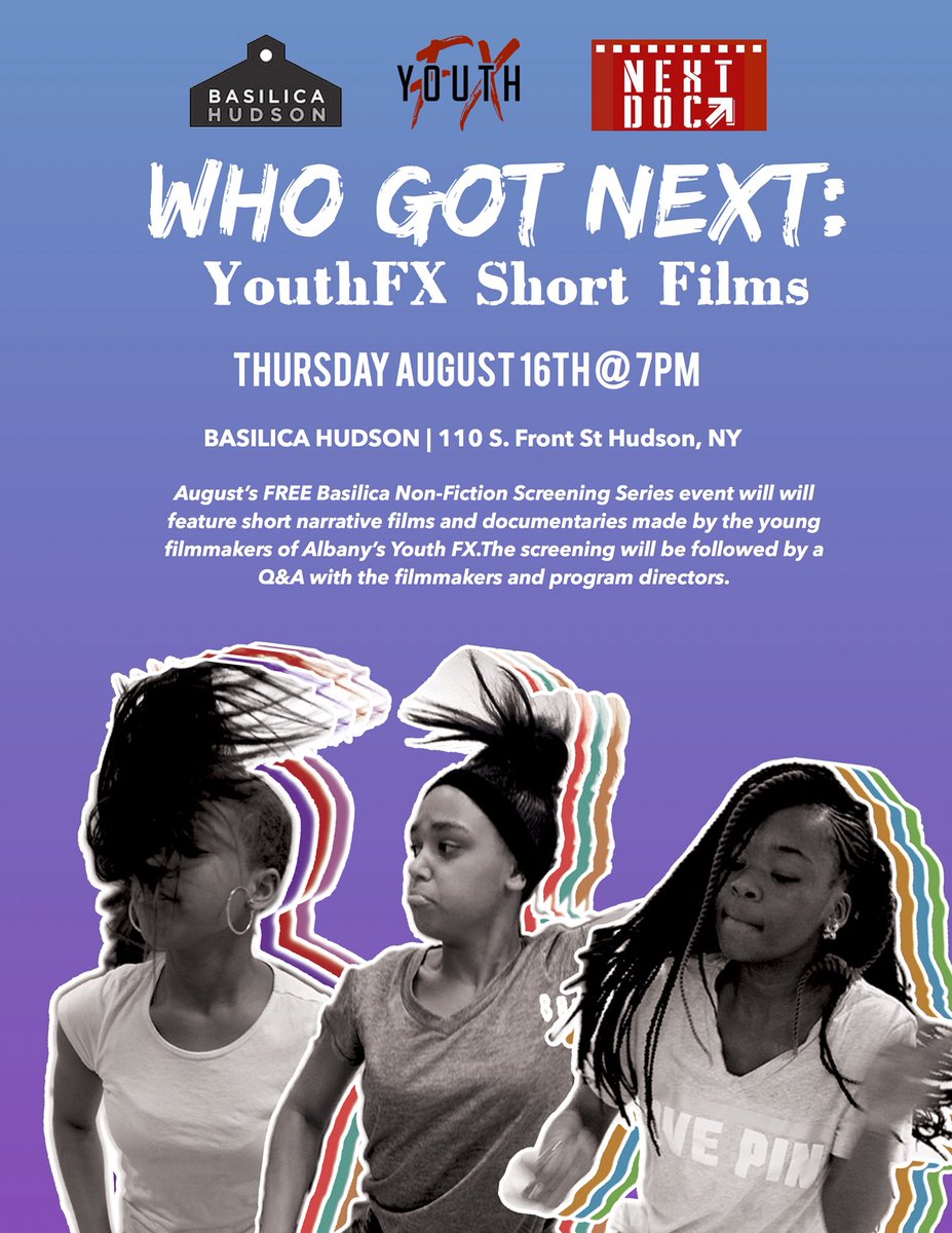 youthfxfilm's tweet photo. Check it!!!!  FREE screening of Youth FX short films at @BasilicaHudson this Thursday at 7pm - we will be there for a Q &amp; A after the films! https://t.co/AG1pZEIKek
