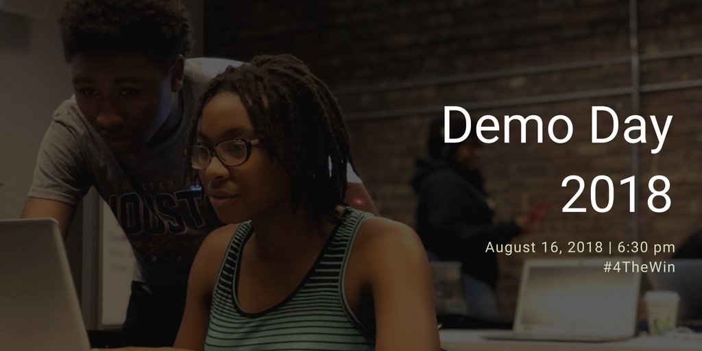 Join #4TheWin for Demo Day 2018, Thursday Aug. 16 at 6:30pm: bit.ly/coderspace-4th…