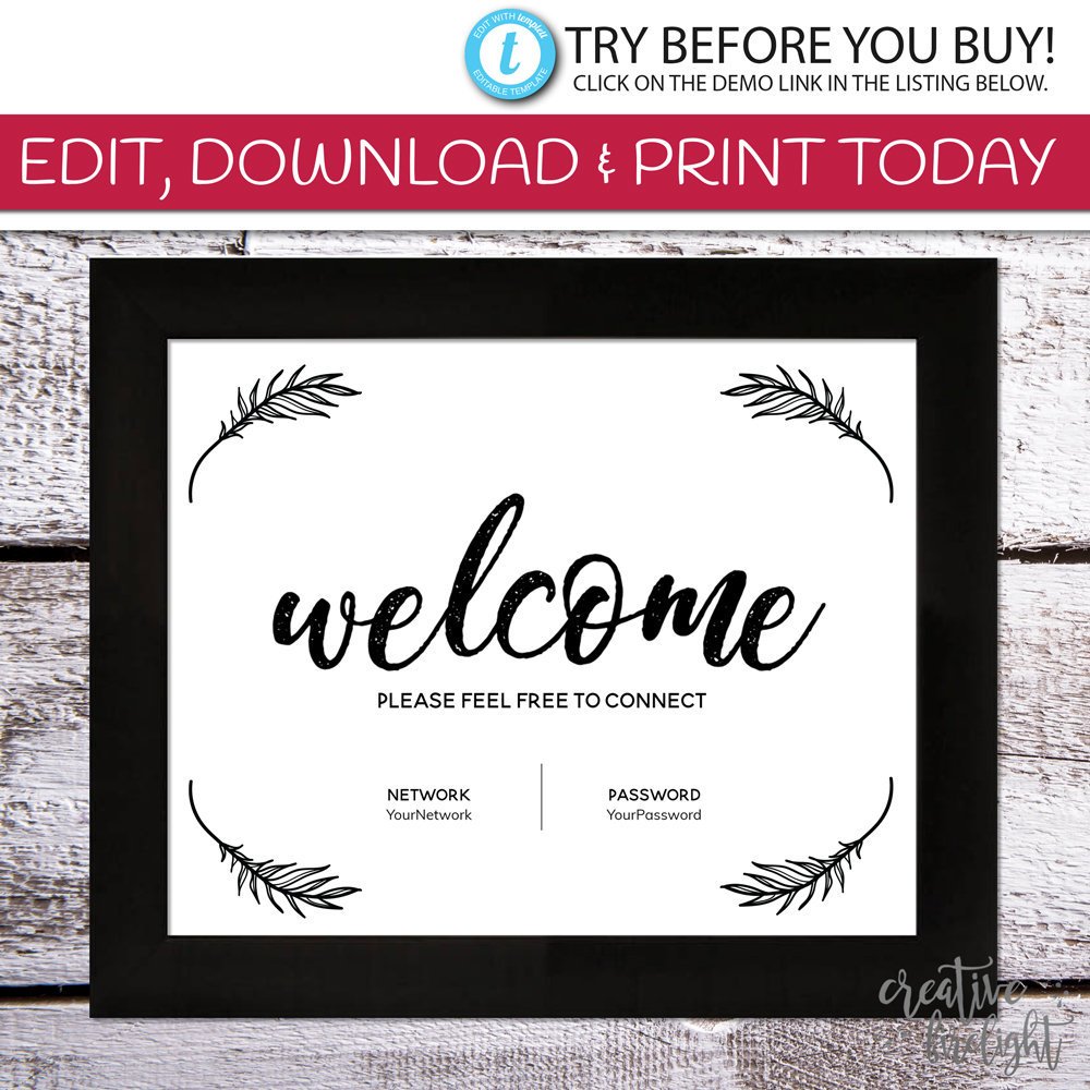 CreateFirelight's tweet image. All Text is Editable | Wifi Password Sign | Edit Online | Wifi Printable | Guest Bedroom Sign | Guest Room | Minimalist | Modern Farmhouse etsy.me/2MbRIpI#wifipa… #wifipasswordsign #guestroom #rentalhouse #vacationhouse