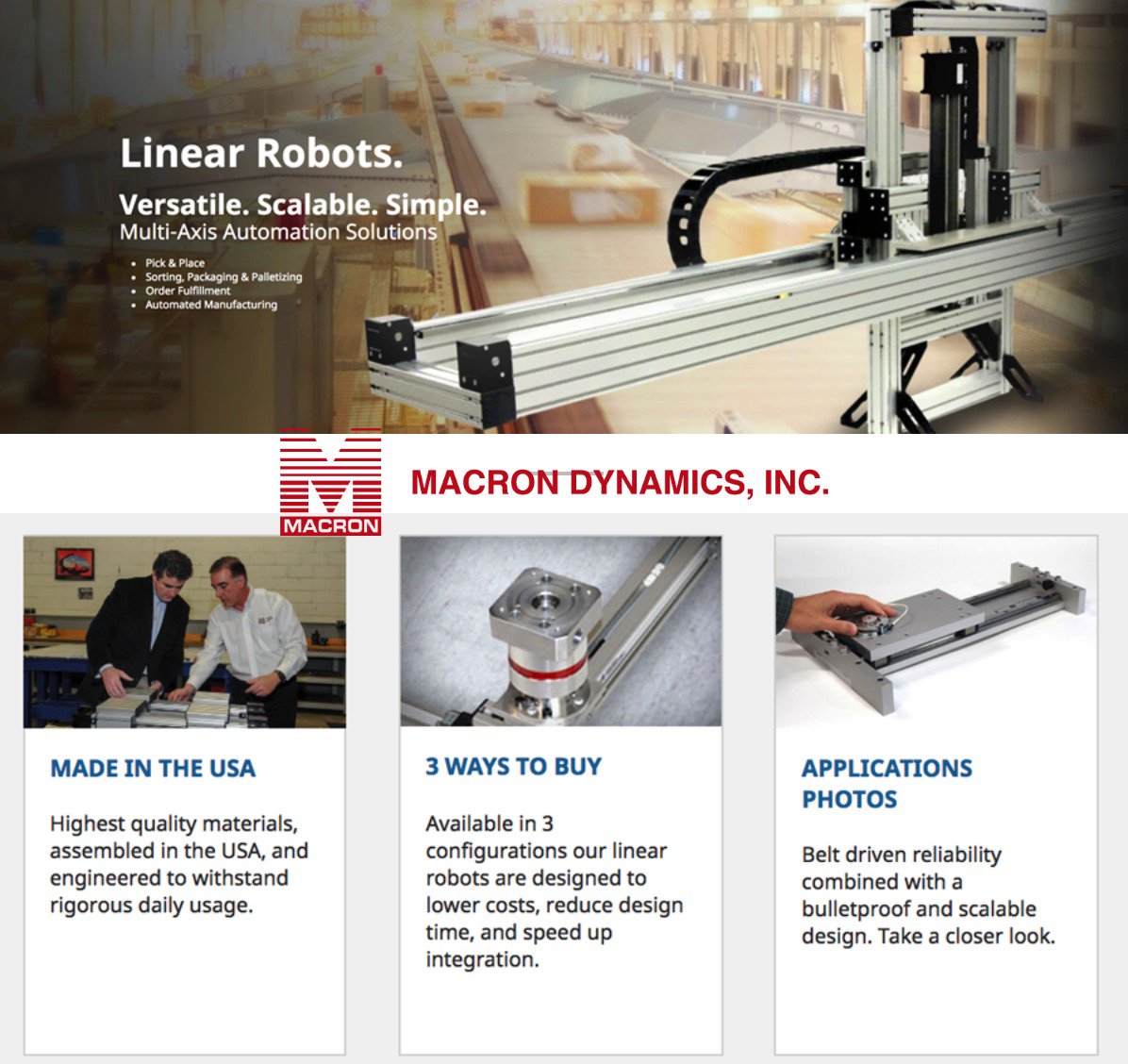 AMSMotion's tweet image. #LinearRobots. Versatile. Scalable. Simple. @macrondynamics leads the way with Multi-axis automation products including H-Bots, T-Bots, Gantries, and Cartesian Robots. Motion solutions for every market. Learn more:://ow.ly/WtNC30lbohx