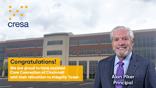 <a href="/CresaCincinnati/">Cresa Cincinnati</a> represented Care Connection of Cincinnati in their relocation to Integrity Tower. Well done, Alan! #trep #Cresa #Cincinnati #CRE