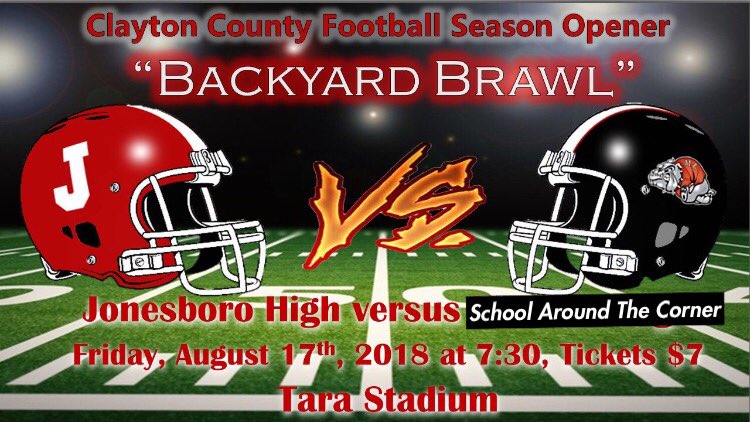 CoachCarmichEAL's tweet photo. 🚨GAME WEEK🚨
🏈Jonesboro vs. School Around The Corner
📆 Friday, August 17
⏰ 7:30pm
📍Tara
🎟 $7
#BackyardBrawl #OldFashionedHate #RivarlyWeek
@JHSCardinalFB @RecruitGeorgia @CNDSportsDesk @ccpsathletics1 @CCPSNews https://t.co/2mzdgogwJ6