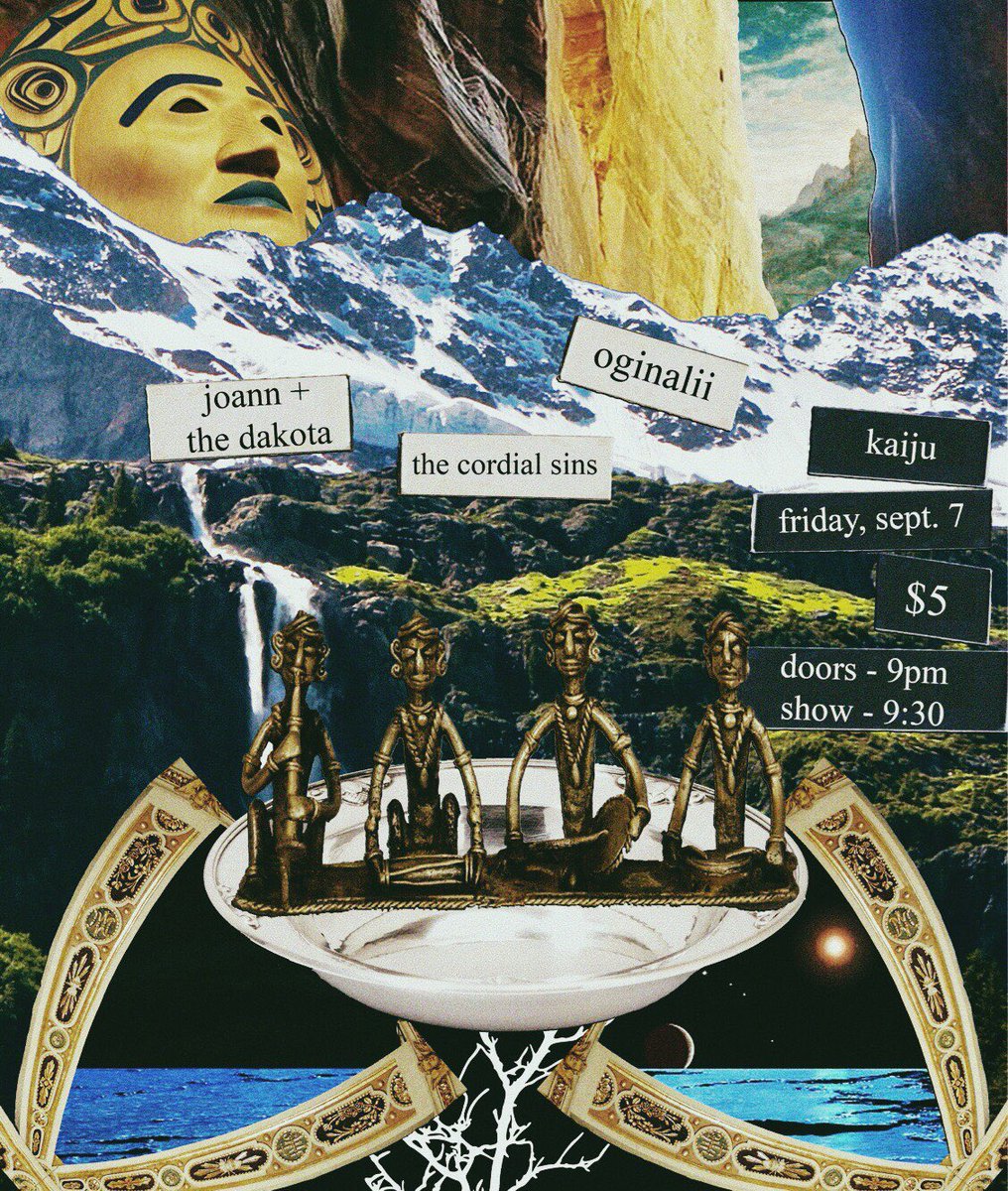 JoannTheDakota's tweet photo. Coming Soon to a @kaijulouisville near you! @TheCordialSins @Oginalii + us = $5 Sept. 7! https://t.co/xqDJx91d67