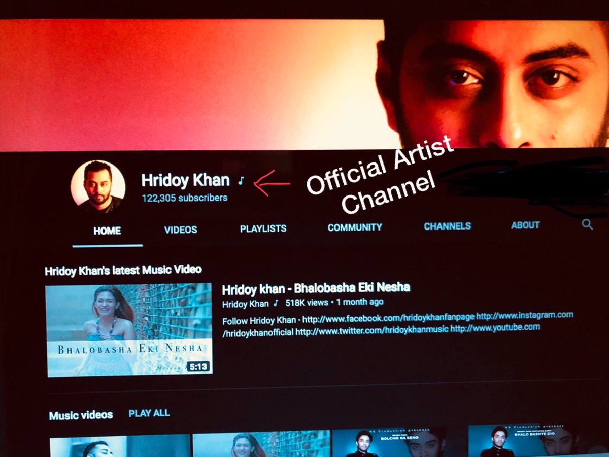 Hridoy Khan On Twitter My Youtube Channel Https T Co H6ba0gkpvd Is Now An Official Artist Channel U Can See A Music Note Next To The Channel Name Subscribe Now And Get All My Music