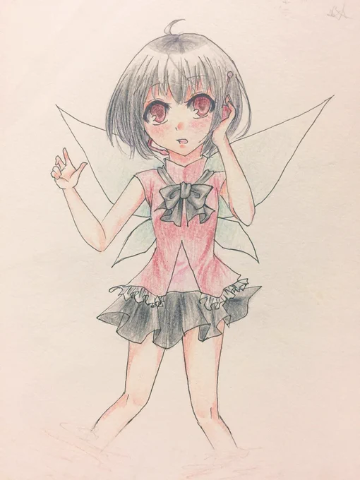 今中二の時使ってたスケブの続きから骨格練習とかやってるんですが、ふと息抜きに中二の時の絵のリメイクをしてみました⸜(๑⃙⃘'ᗜ'๑⃙⃘)⸝
←中二  現在→
まだ当時の絵がいくつか残ってるので #みりちゃんリメイク シリーズとしてやっていきたい(続くかは知らない) 