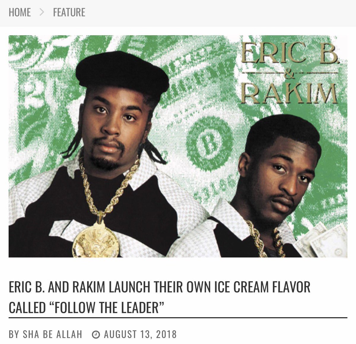 Eric B & Rakim Launch Their Own Ice Cream Flavor Called 'Follow the Leader' 

Via @thesource 

#ericb #rakim #icecream #music #musicnews #food #icecreamflavors #hiphop #thesource