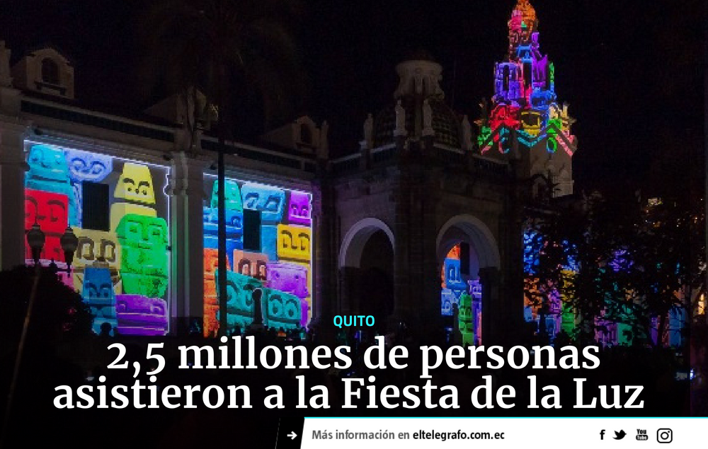 el_telegrafo's tweet photo. #FiestaDeLaLuz | El dato implica un crecimiento de 450.000 personas en relación al 2017 ► 
https://t.co/9MLZZ3pQfk https://t.co/wZtHGPmu6V