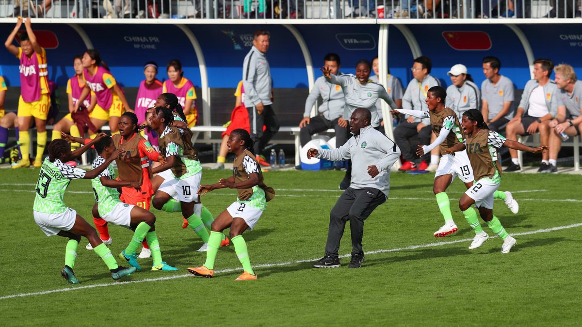 Rasheedat08's tweet photo. The goal tooday has been given as an own goal by 🇨🇳 but I will take that anyday 🙏🏿 . We are throughWell done team 💪🏿 💚🇳🇬💚! To God be the glory. Room for improvement but will enjoy the day ! #Togetherwearestronger #RA08 #U20WWC #Team9jaStrong https://t.co/p7E3QjJpdr