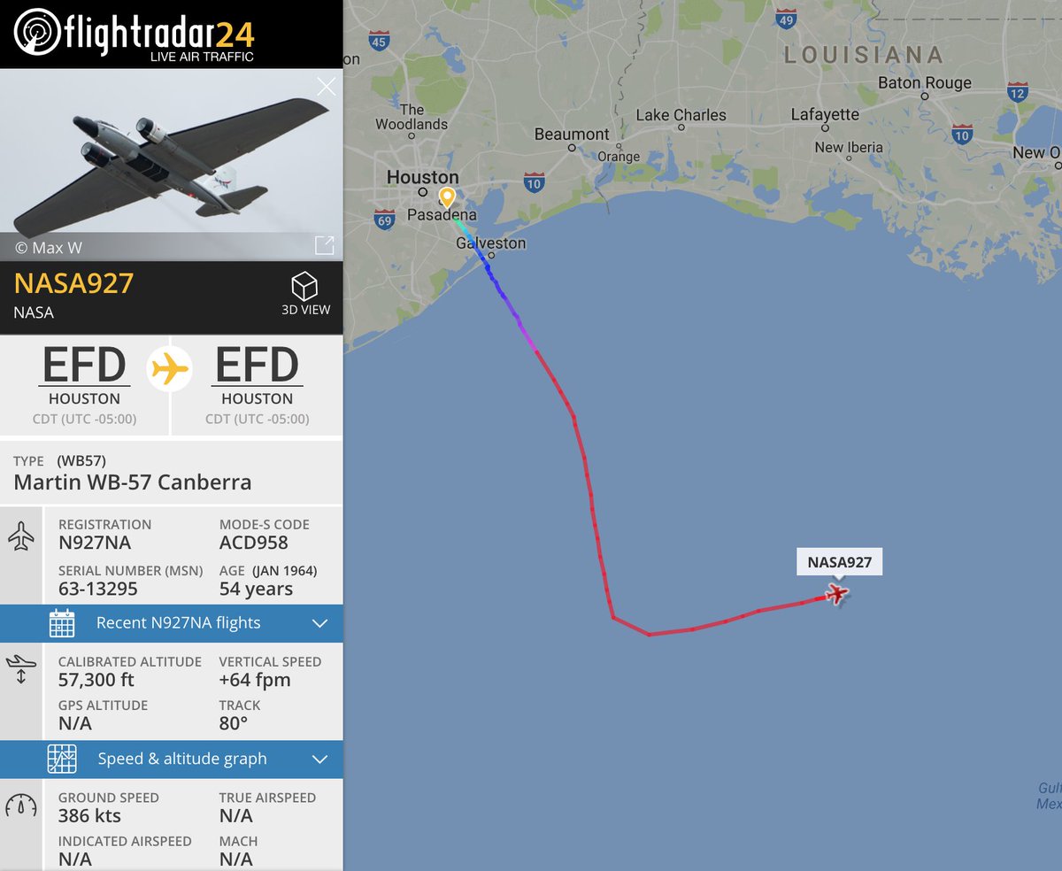 Flightradar24 Nasa S High Altitude Research Wb 57 Active Today Above The Gulf Of Mexico T Co Aj2d4ydsph