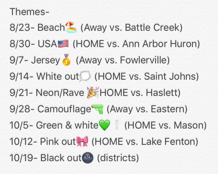willysection's tweet image. The class of 2019 has spoken. This fall, the football student section themes are....