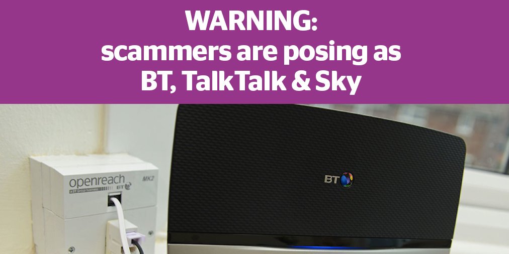WhichUK's tweet image. ⚠️SCAM ALERT:

Be aware of scammers claiming to be from big brands @bt_uk, @TalkTalk and @SkyUK, saying that your router has been compromised.

Don&apos;t fall for it. They&apos;re after your money and personal data.