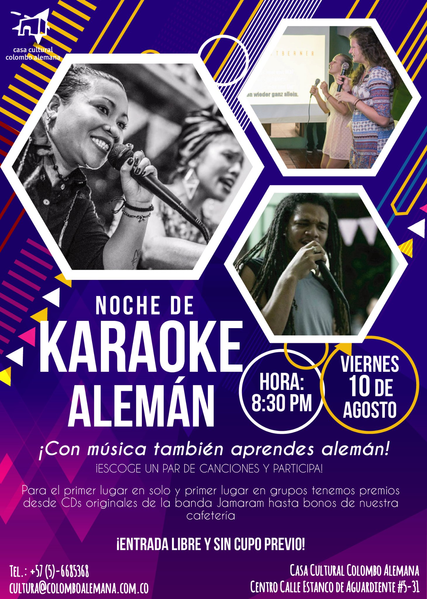 Canciones Para Karaoke 2018 En Español Alemania en Colombia on Twitter: "#Karaoke en alemán. La Casa Cultural  Colombo Alemana de #Cartagena invita a una noche de música y amigos.  #PlanesCartagena #AprenderAlemán #Musik #Karibik https://t.co/KFauDzNXnT" /  Twitter