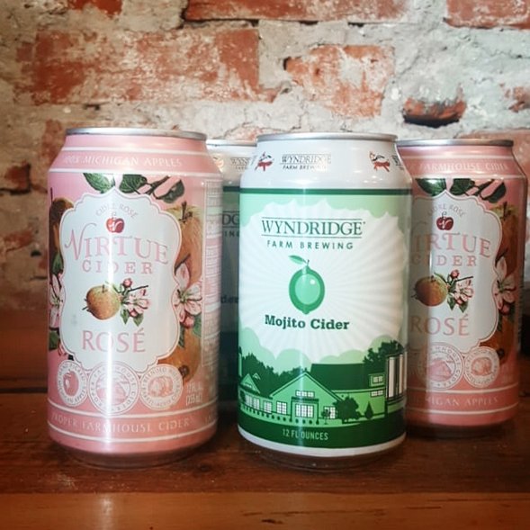 New ciders! @virtuecider Rose` and @wyndridgefarm Mojito.
