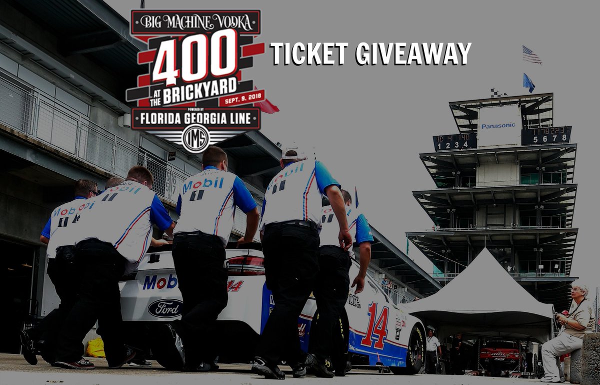 TonyStewart's tweet image. My friends over at @IMS gave me two tickets to giveaway to the upcoming #Brickyard400 on Sunday, Sept. 9. This is the last race before the #NASCARPlayoffs, so it'll be a good one. Retweet and you'll automatically be entered. Winner picked at 9p ET on Tuesday, Aug. 14.
