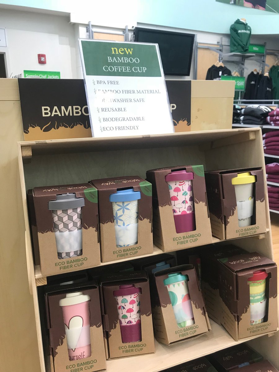 ACCampusService's tweet photo. New arrival at Connections - bamboo travel mugs! Did you know that when you bring a reusable cup to any Food Service location, you will get 0.10 cents off your beverage? #aclifestyle #algonquincollege https://t.co/dbyLVqu1NH