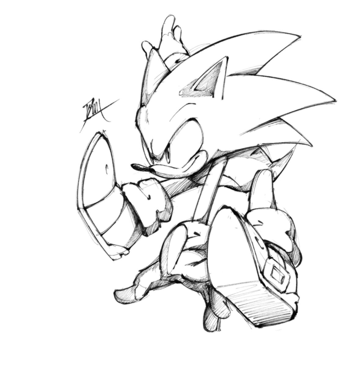 Aeyga_X's tweet image. Sonic sketch in class I’m a bad boy