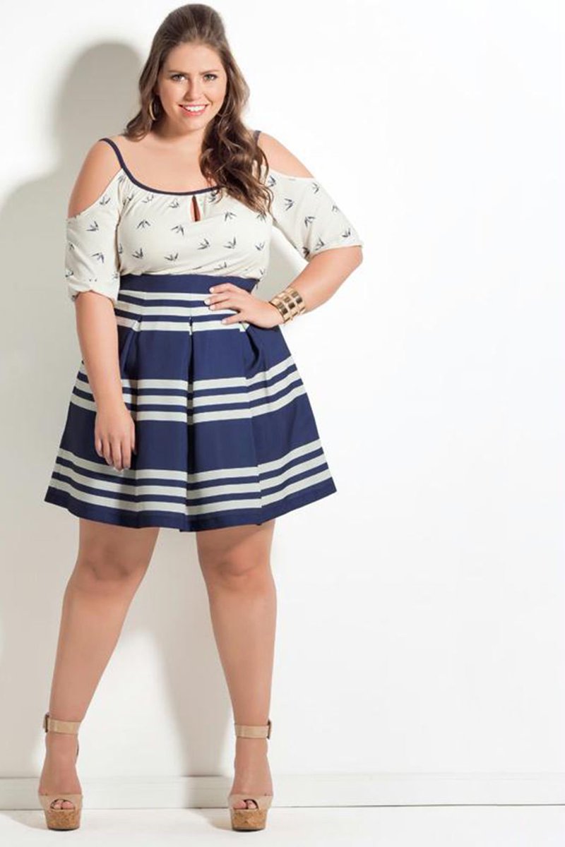 saia de prega plus size