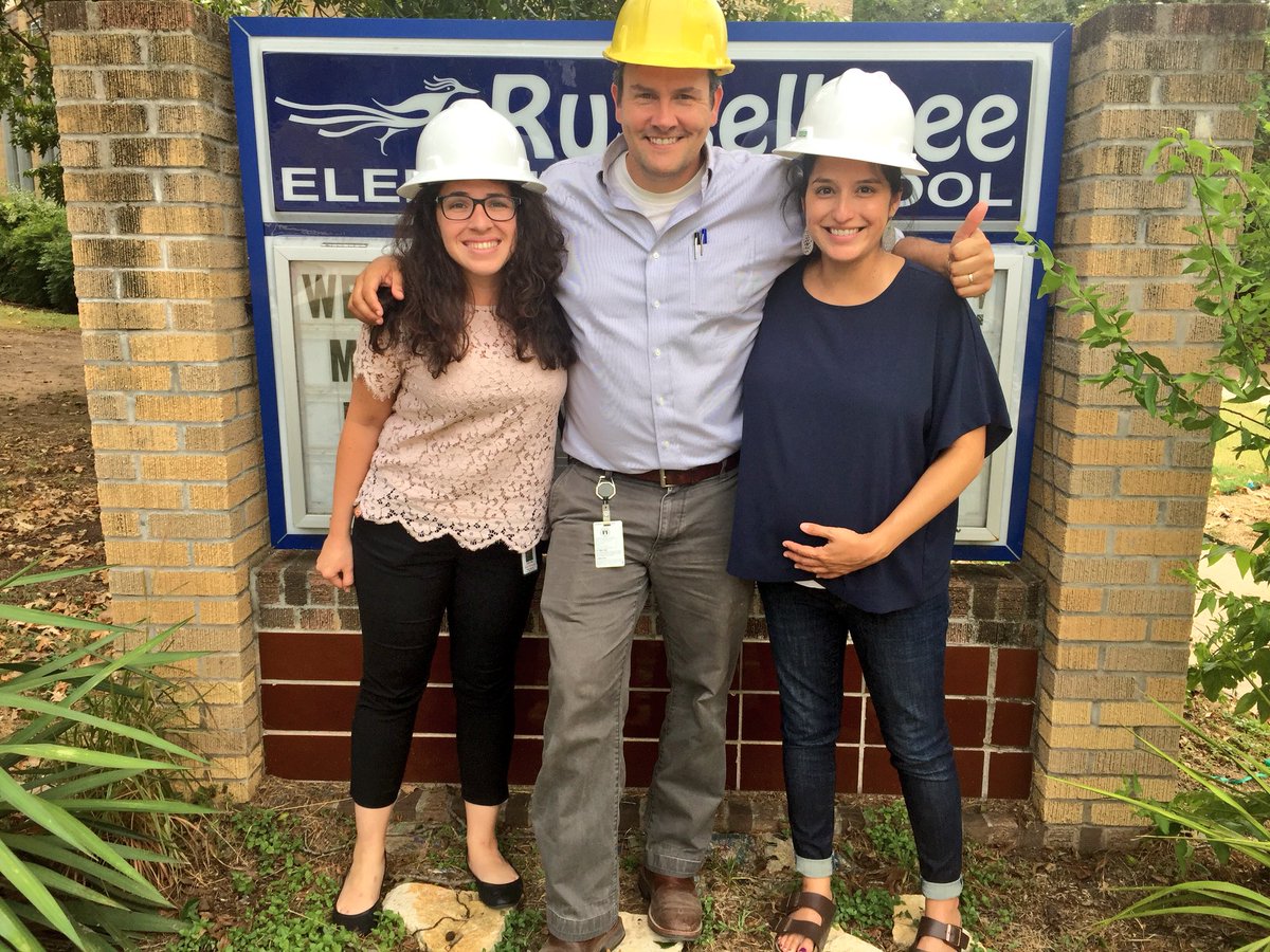 The Russell Lee campus may still be under construction, but we were prepared with hard hats and ready to get going for the school year to start! #AISDhome