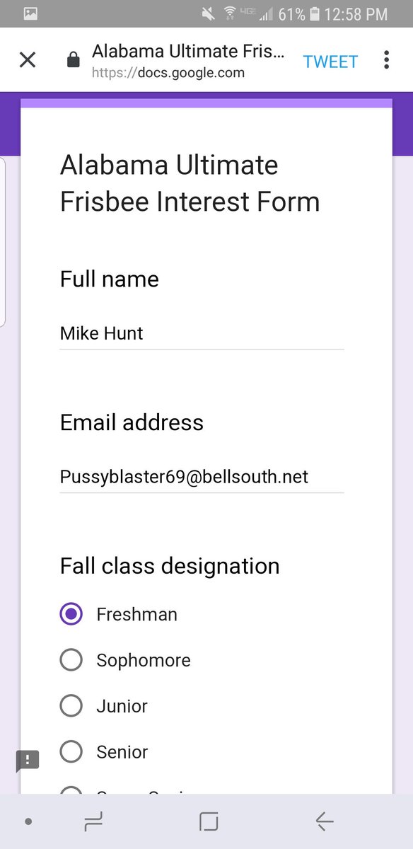 LSUhaze's tweet image. Big mistake by @Bama_Ultimate to open their sign up to the internet