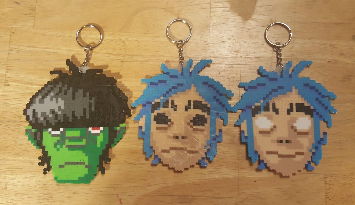 CaitlynMEdwards's tweet photo. Made these lovelies from @gorillaz a few weeks ago. I have listed them on my etsy for purchase. I also have Russel and Phase 1 Noodle. 😊
https://t.co/YBjtD2ognR

#gorillaz #perlerbeadkeychains #2D #Murdoc #Russel #Noodle #band #etsy #geekcrossstitchery #humility #nownow #phase1 https://t.co/XFVzeSxhOm