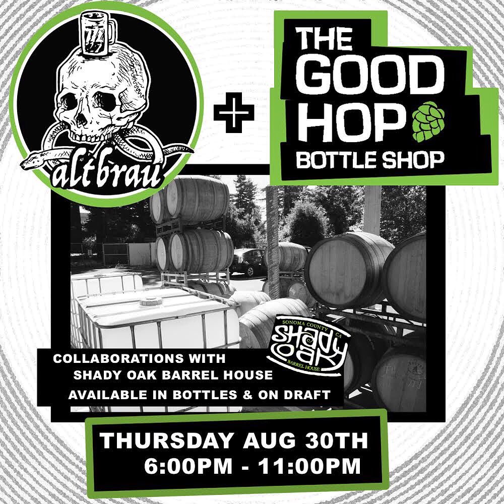 TheGoodHop's tweet photo. Hey wild ale fans: save the date! @altbrau will be hanging out at #yourlocal #thegoodhop on Thursday, August 30th! Draft and bottles will be available. Don’t miss it, these guys are the next big thing in The Bay! #cheers #independentbeer #wildales #sourbeer #drinklocal 👌🏽🍻 https://t.co/7fhkqvzmDF