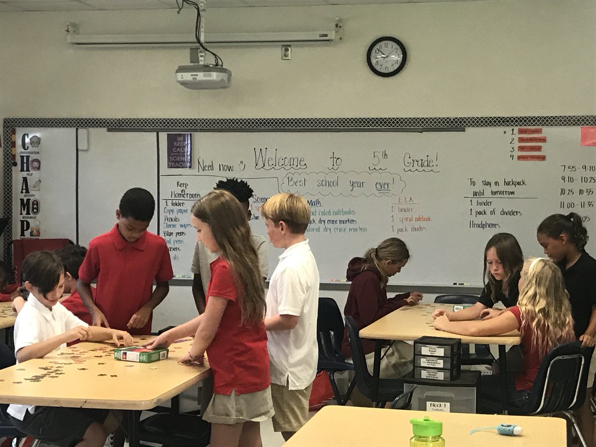 christina81883's tweet photo. #vcsWelcomeBack with @jmschuld at @rjlCardinals where students parallel putting together puzzles with #collaboration #collectiveefficacy and #scienceprocess @VCSscience #vcsWhatDidYouDoInScienceToday #CaringCardinalsTHRIVEbyTheSea @rjlucas28 @jlwatson11 @volusiaschools https://t.co/3cayPC1r8O