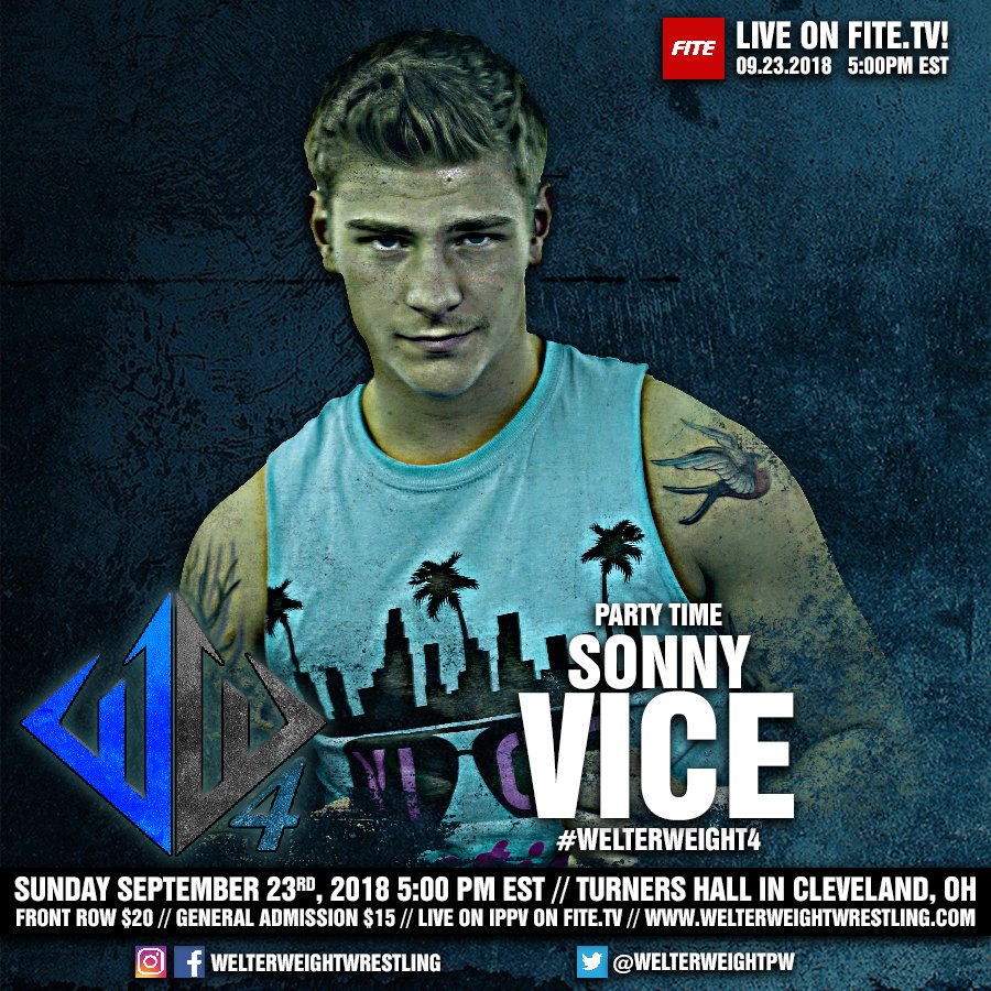 Welterweight Wrest. (@welterweightpw) on Twitter photo .<a href="/TheSonnyVice/">Sonny Vice</a> is confirmed to be a part of Welterweight Wrestling 4!
See Sonny Vice live and in person at historic Turners Hall in Cleveland, OH or anywhere around the world on PPV via FITE on Sun, Sept 23 at 5pm EST as part of Welterweight Wrestling 4! WelterweightWrestling.com! .<a href="/TheSonnyVice/">Sonny Vice</a> is confirmed to be a part of Welterweight Wrestling 4!
See Sonny Vice live and in person at historic Turners Hall in Cleveland, OH or anywhere around the world on PPV via FITE on Sun, Sept 23 at 5pm EST as part of Welterweight Wrestling 4! WelterweightWrestling.com!