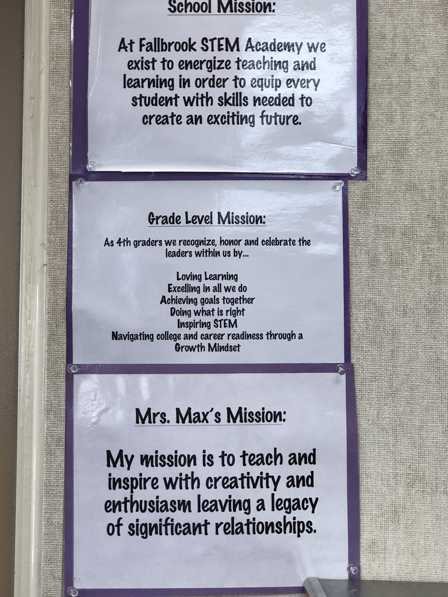 JKniseley1's tweet photo. Positive messages &amp; mission statements abound.  Day 1 @ Fallbrook STEM Academy #FSS_STEM #tlim #fuesd https://t.co/iXESN44wsA