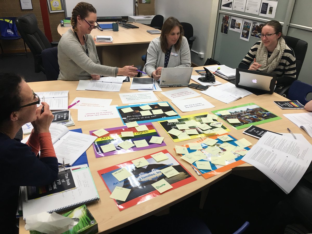 jwmcdevitt's tweet photo. Exhibition has officially begun! Looking through the big ideas already identified by our students. Such great ideas! We can’t wait to sink our teeth in! #ibpyp #pypex https://t.co/p0lTpwD76U