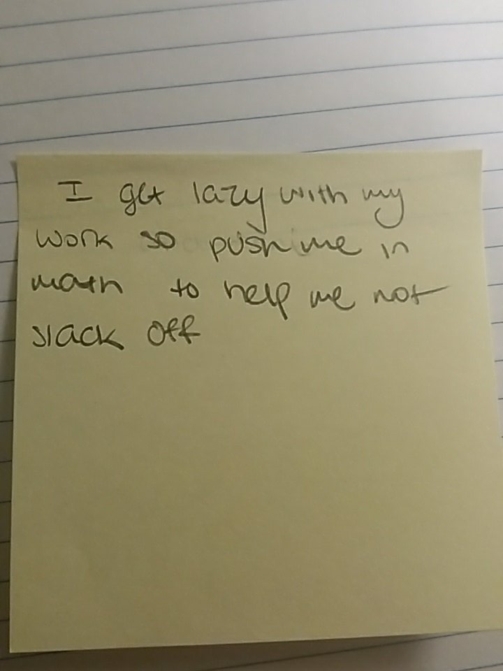 RealMathMom's tweet photo. Also asked them to tell me what they thought I really needed to know....how 'bout this girl! #challengeaccepted #gotitinwriting https://t.co/ouWQmxCPzP