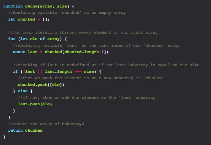 Creating one array containing smaller subarrays of the original array's elements  #javascript #career  https://t<a href="/tag/career"class="tags"><span>#career</span></a><a href="/tag/javascript"class="tags"><span>#javascript</span></a>