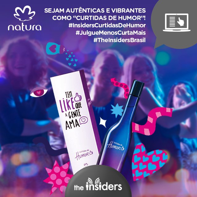 TheInsidersBR's tweet photo. Insiders, descubram que a graça é maior quando a gente compartilha e se permite rir de nós mesmas. Inscrevam-se para a campanha de “Curtidas de Humor” através do LINK A SEGUIR! https://t.co/ESQMRMXOqr #InsidersCurtidasDeHumor #JulgueMenosCurtaMais #TheInsidersBrasil https://t.co/OzCIkVJATP