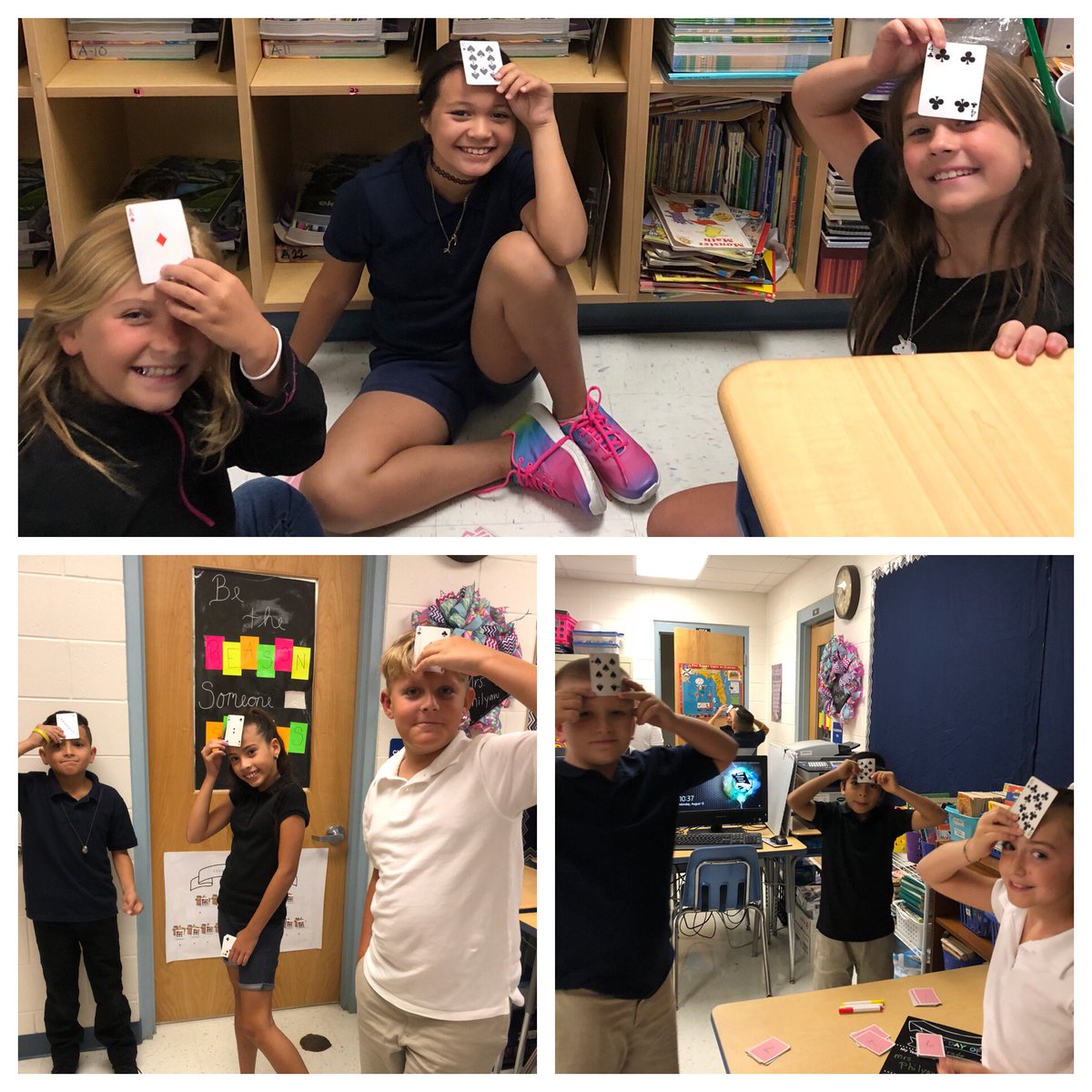 clphilya's tweet photo. Students had fun reviewing multiplication facts with modified version of headbands. #firstdaymemories #sunriseleading @Sunrisevcs @scorpio_melissa https://t.co/QiIOv3nGdR