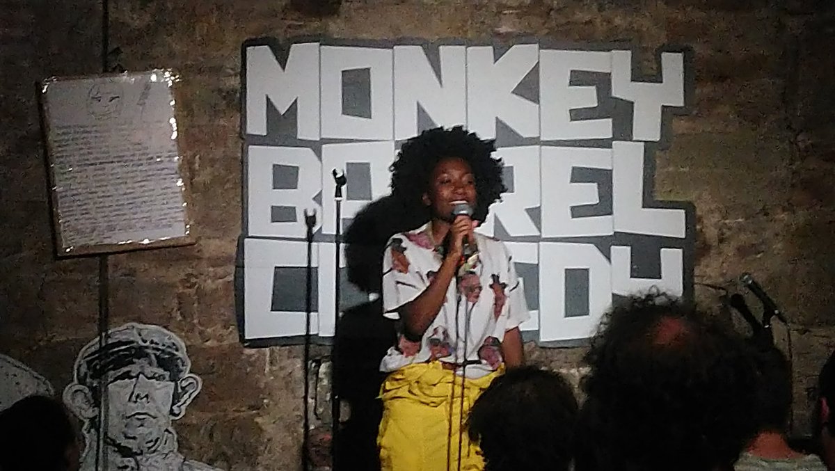 AltComMemSoc's tweet photo. "There are more black people on my shirt," starts @sophiedukebox, "than have ever been in this room..." #EdfringeSoWhite https://t.co/MMFyYr1dCg