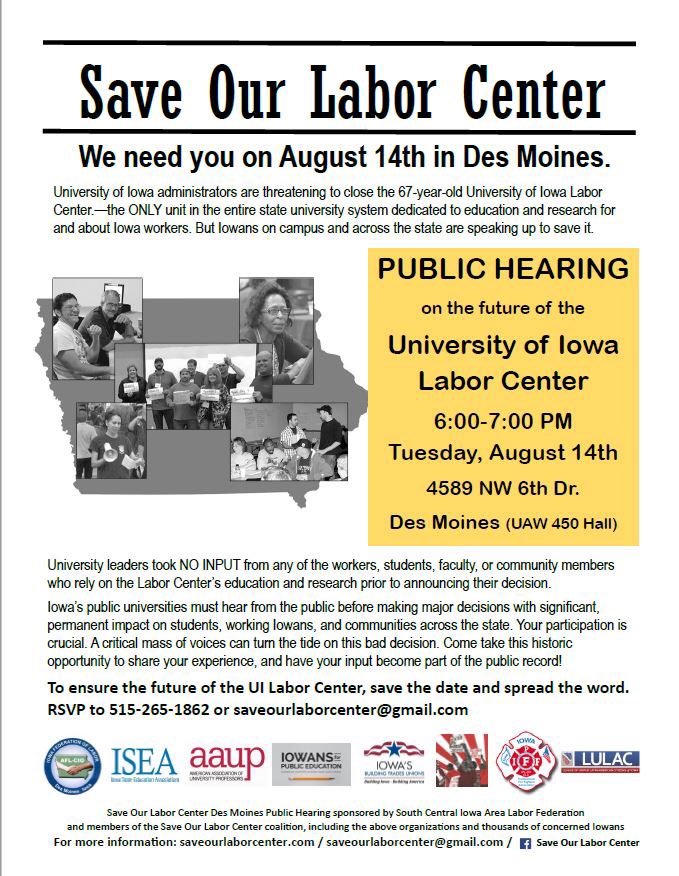 Help save the U of I Labor Center!!!!