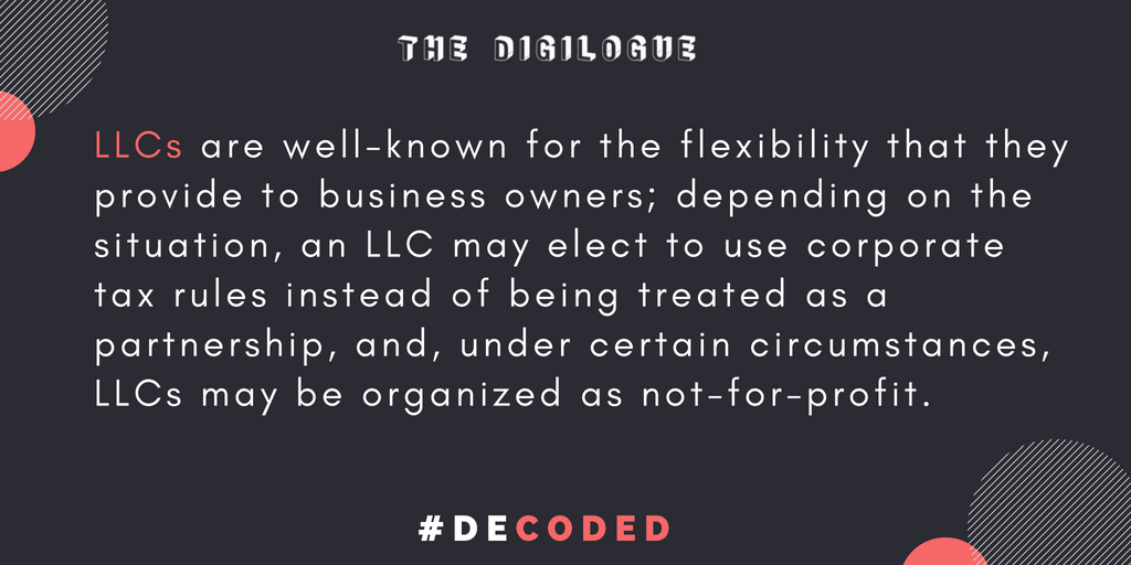thedigilogue's tweet photo. The primary reason business owners opt to take the LLC route is to limit the principals' personal liability... An LLC is much easier to set up than a corporation, and it provides more flexibility along with the protection. #thedigilogue via @Investopedia https://t.co/eyZ2e6Hh77