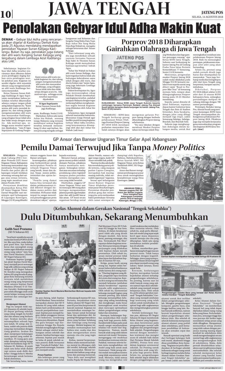 Jateng Pos On Twitter Jateng Pos Edisi Selasa 14 Agustus 2018