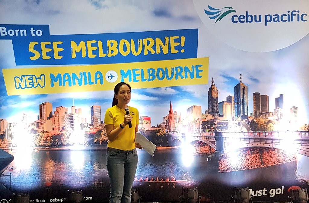CebuPacificAir's tweet photo. CEB VP for Marketing and Distribution Candice Iyog and Australia's Ambassador to the Philippines Amanda Gorely talked about the positive effects of bringing more flights to Australia from the Philippines. #CEBflies #CEBfliesMelbourne https://t.co/uRcemhppDG