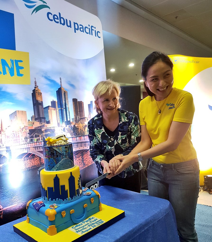 CebuPacificAir's tweet photo. CEB VP for Marketing and Distribution Candice Iyog and Australia's Ambassador to the Philippines Amanda Gorely talked about the positive effects of bringing more flights to Australia from the Philippines. #CEBflies #CEBfliesMelbourne https://t.co/uRcemhppDG