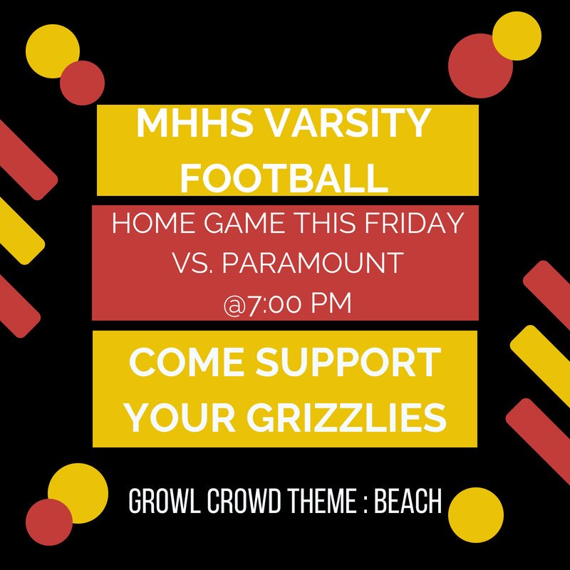 🚨🚨ATTENTION ALL GRIZZLIES 🚨🚨 HOME GAME THIS FRIDAY❗️ COME SUPPORT AND MAKE SURE YOU GO ALL OUT FOR THE BEACH THEME❗️HOPE TOO SEE YOU ALL THERE💛❤️